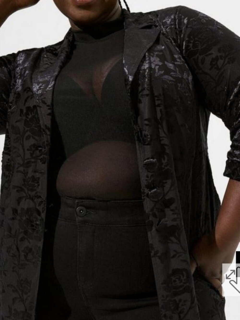 Torrid, black velour burnout kimono / coat NWT